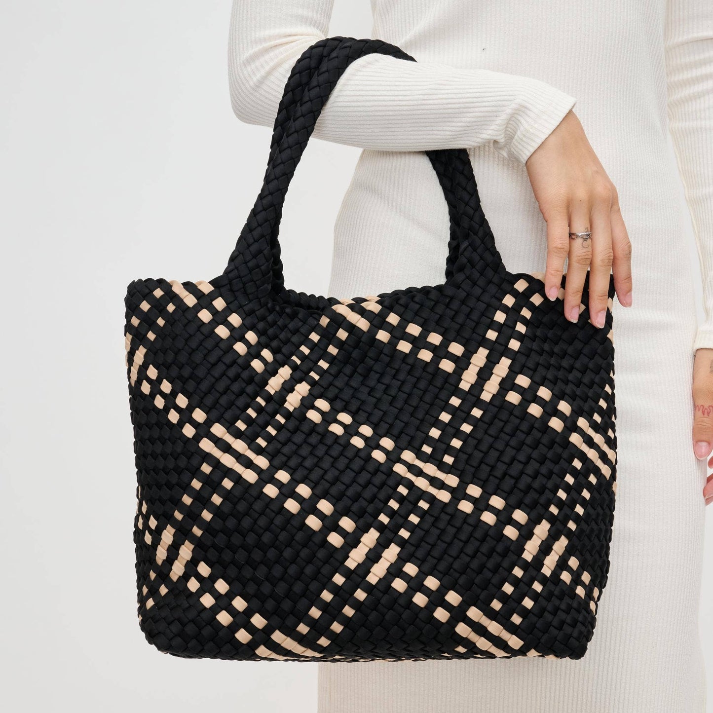 Sky's The Limit - Medium Woven Neoprene Tote: Black