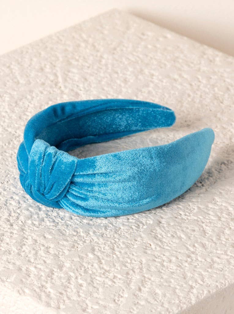KNOTTED VELVET HEADBAND: Red