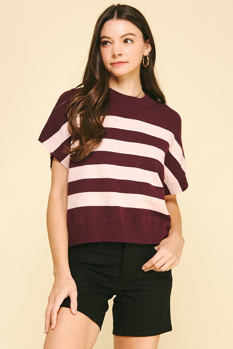 STRIPE SWEATER VEST - 4739WA: NAVY/GREY / S