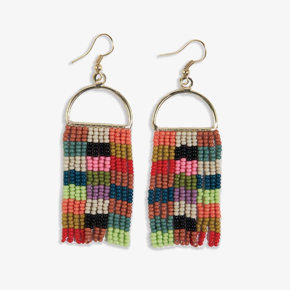 Allison Checked Beaded Fringe Earrings