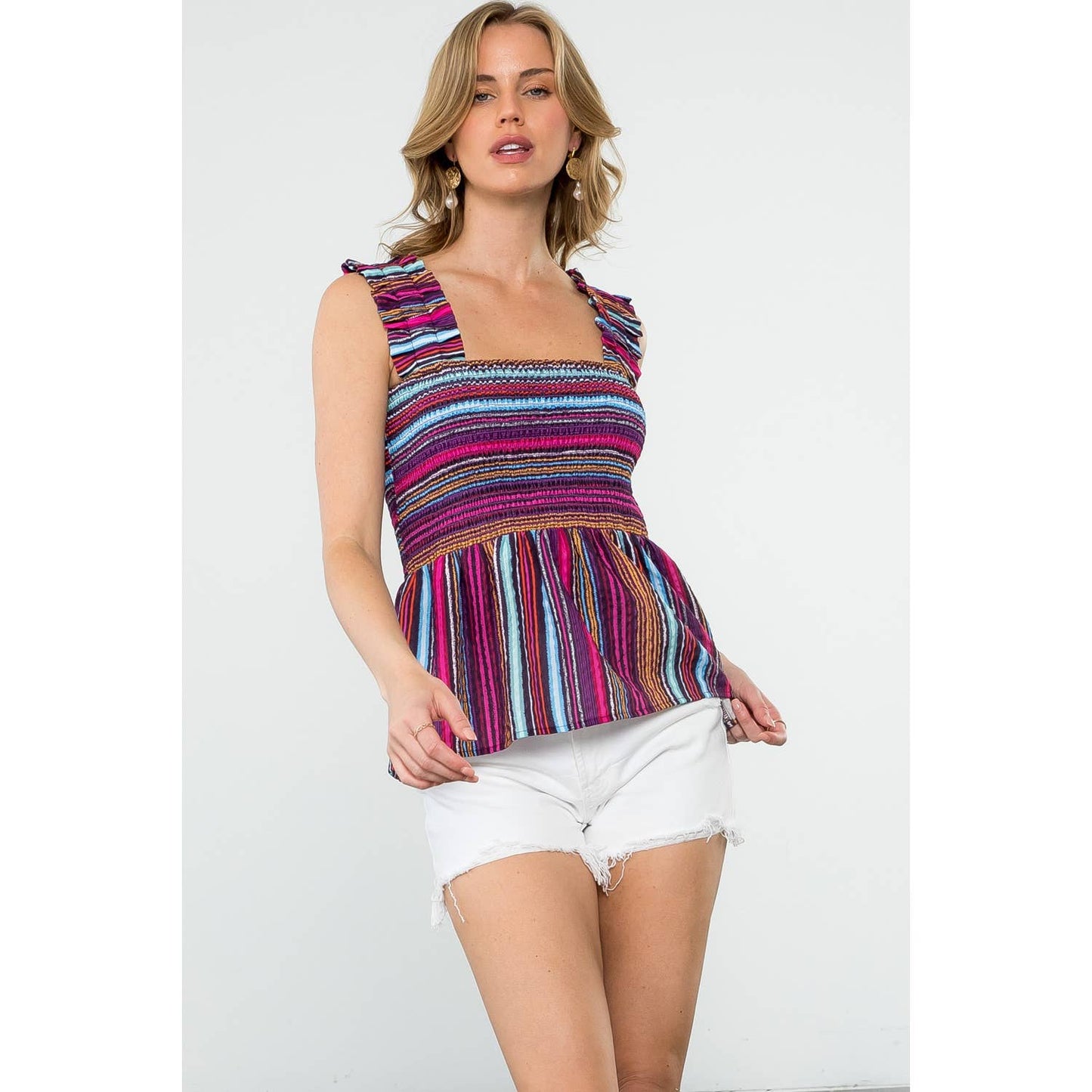 Striped Smocked Top