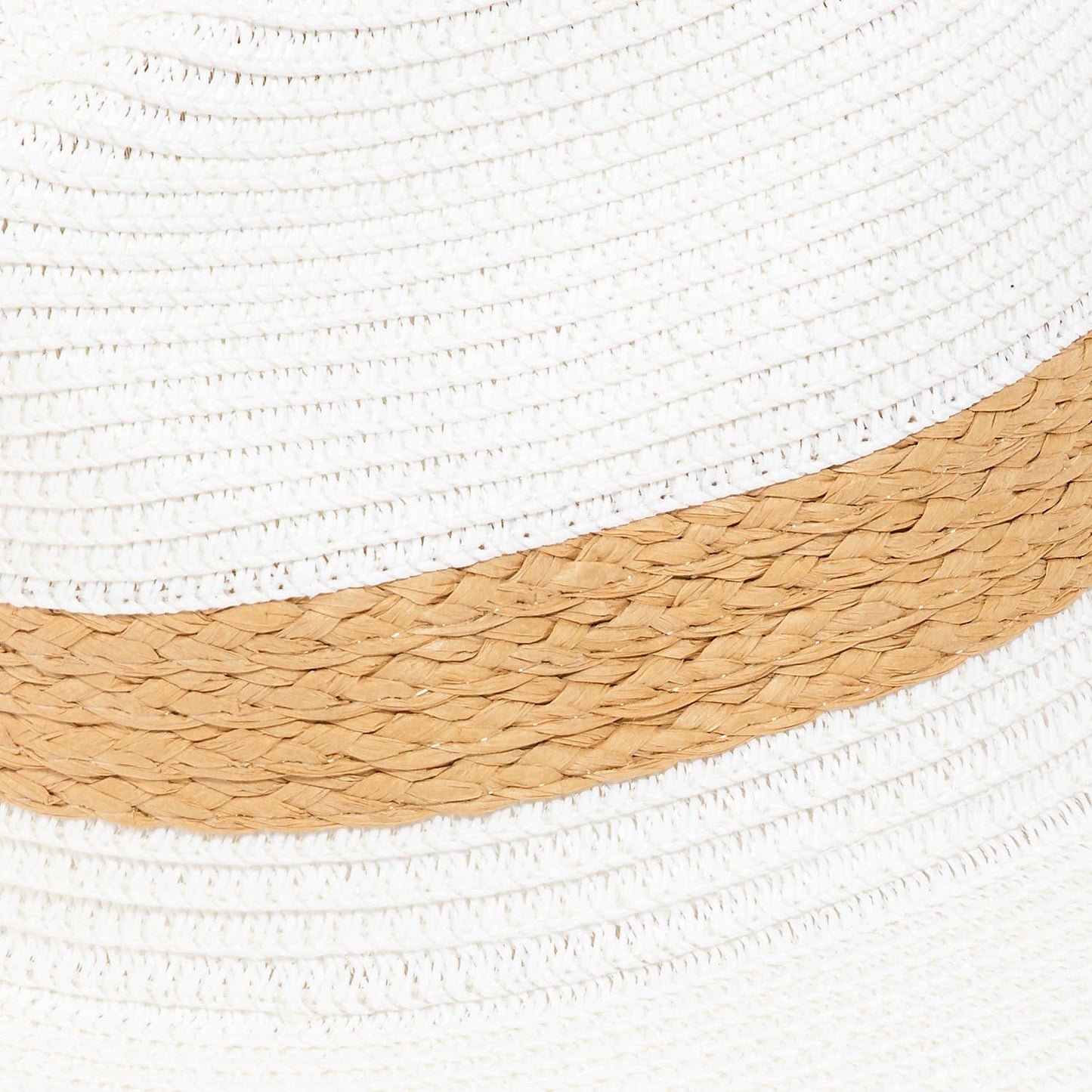 Flat Brim Straw Braided Strap Sun Hat: White
