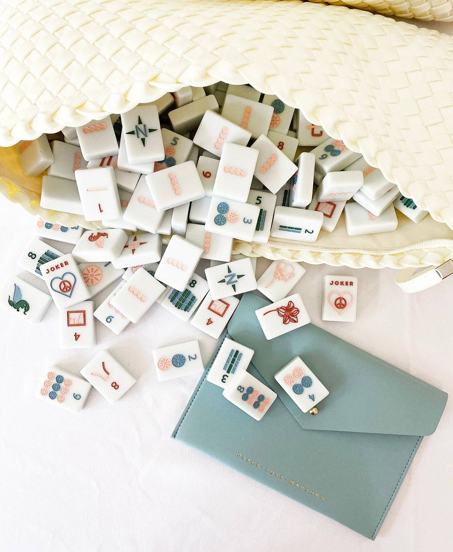 Mahjong Card Clutch: Teal - Large Size