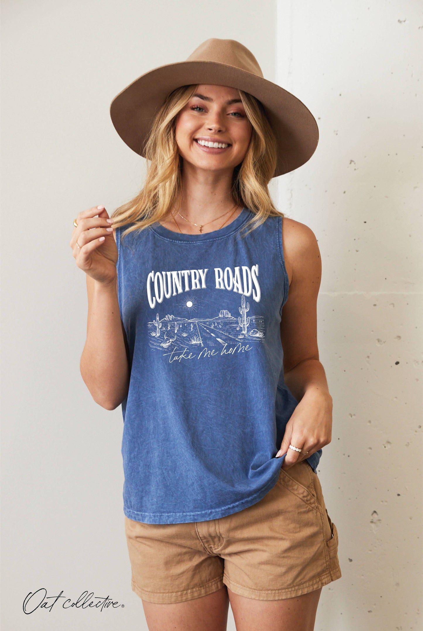 COUNTRY ROADS TAKE ME HOME Mineral Graphic Tank Top: MINERAL BLACK