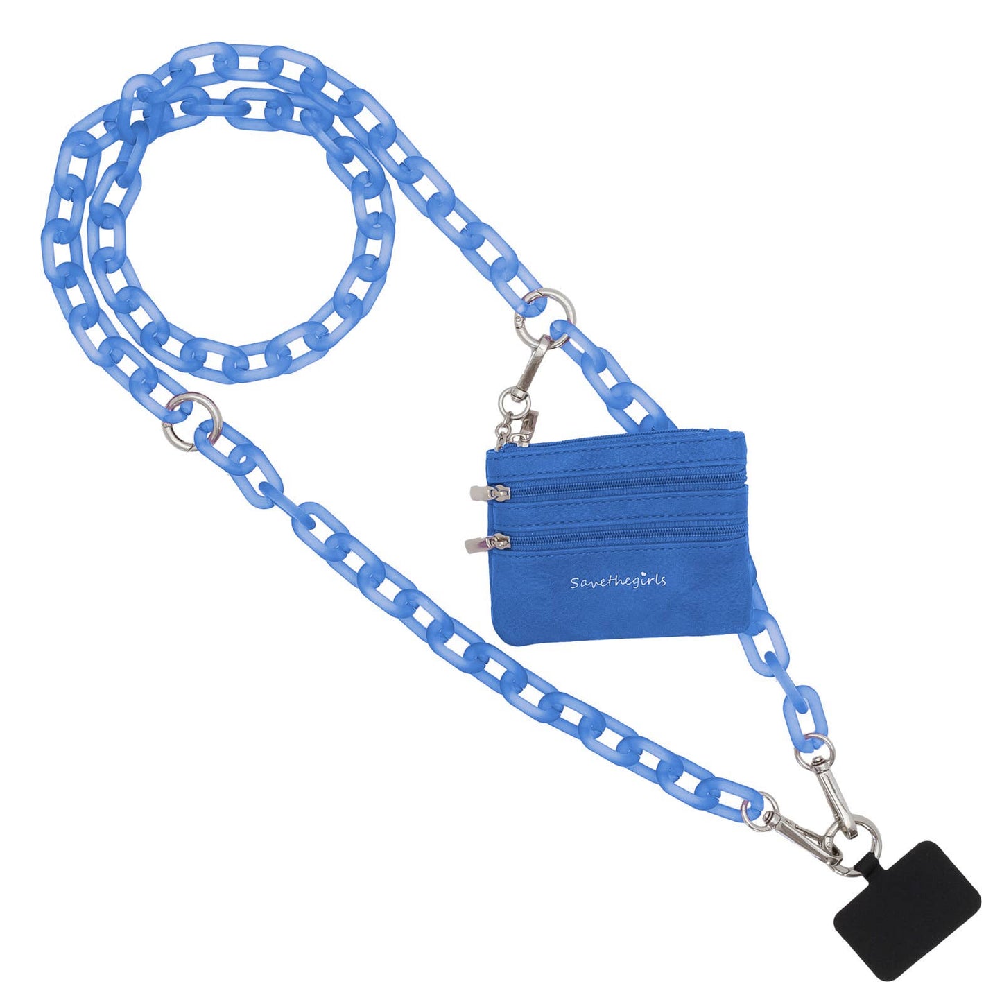 Clip & Go Crossbody Ice Chain Phone Accessory : White Chain with Golden Pouch