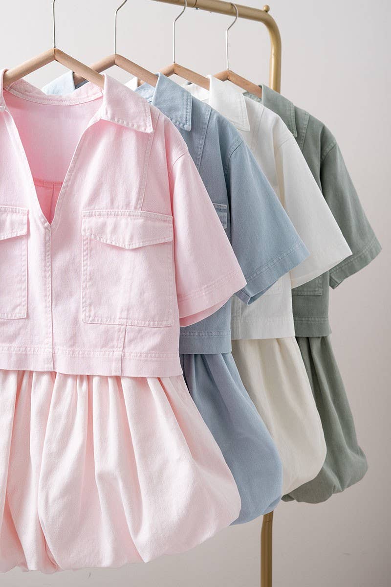Pastel Collared Camp Shirt : ICE BLUE