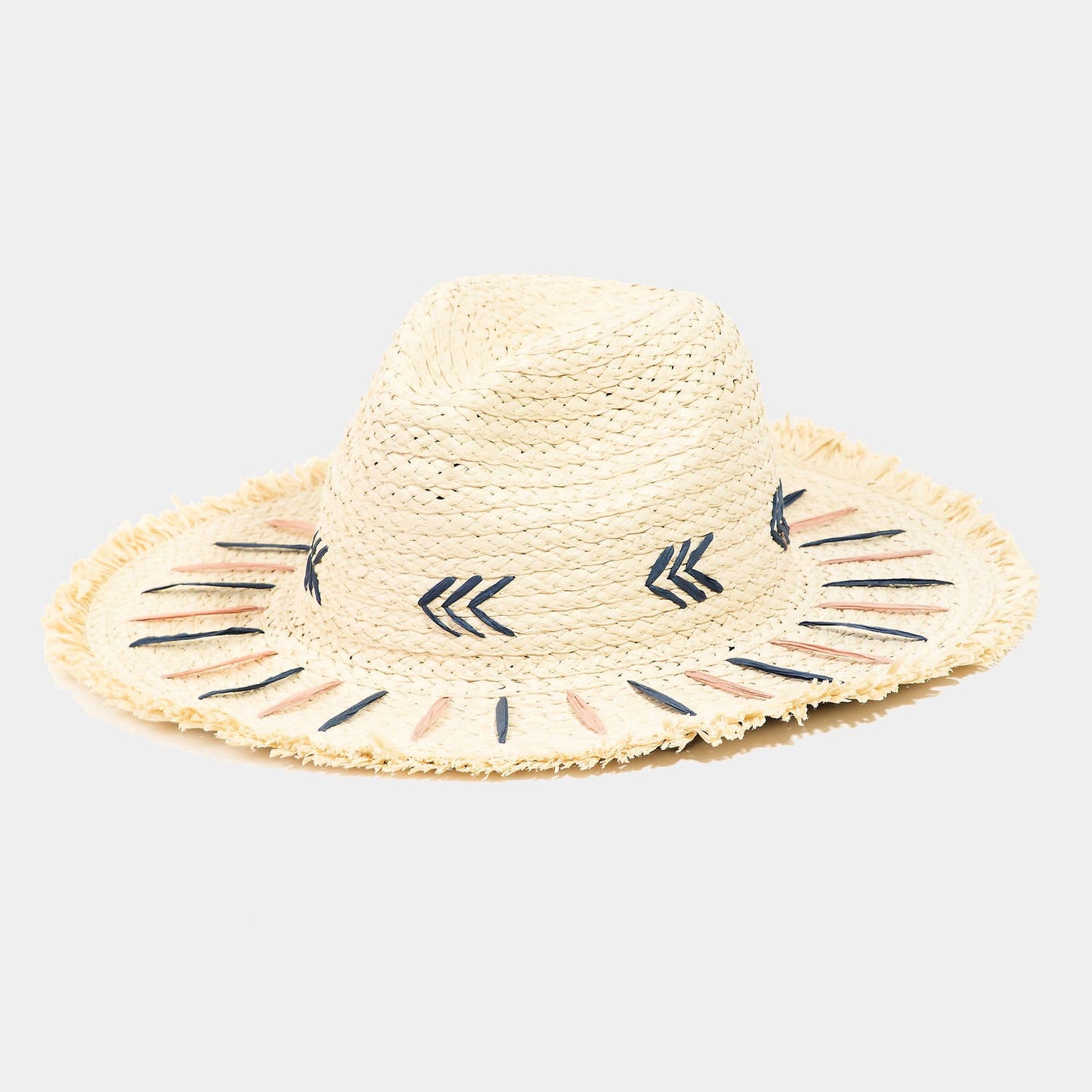 Anna Straw Braided Striped Brim Sun Hat