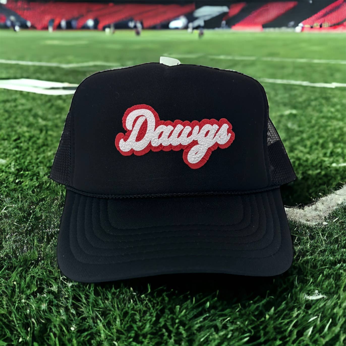 Dawgs Trucker Hat: Black/White/Red