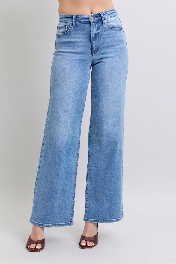 Judy Blue Vintage Wash Retro Wide Leg Jeans