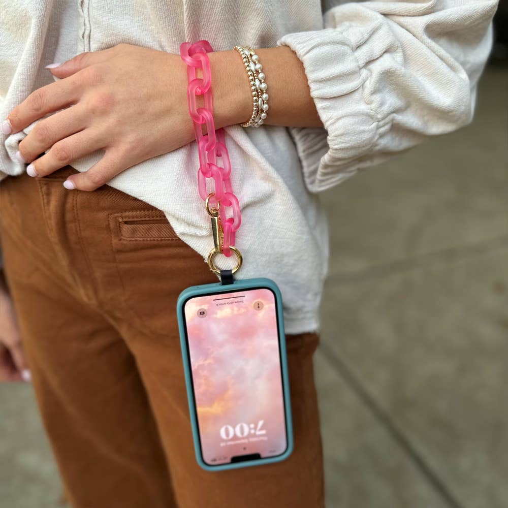 Clip & Go Crossbody Ice Chain Phone Accessory : Rainbow - Pink Pouch