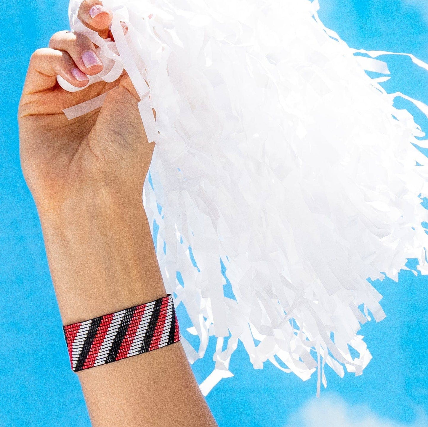Kenzie Game Day Diagonal Stripes Beaded Stretch Bracelet