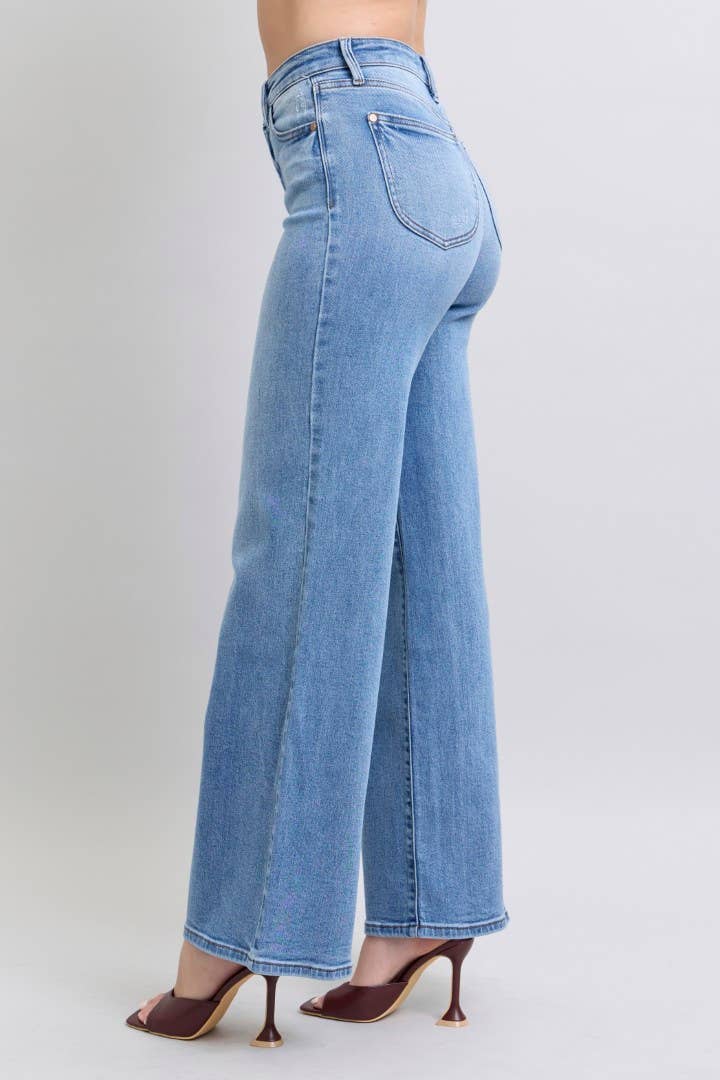 Judy Blue Vintage Wash Retro Wide Leg Jeans