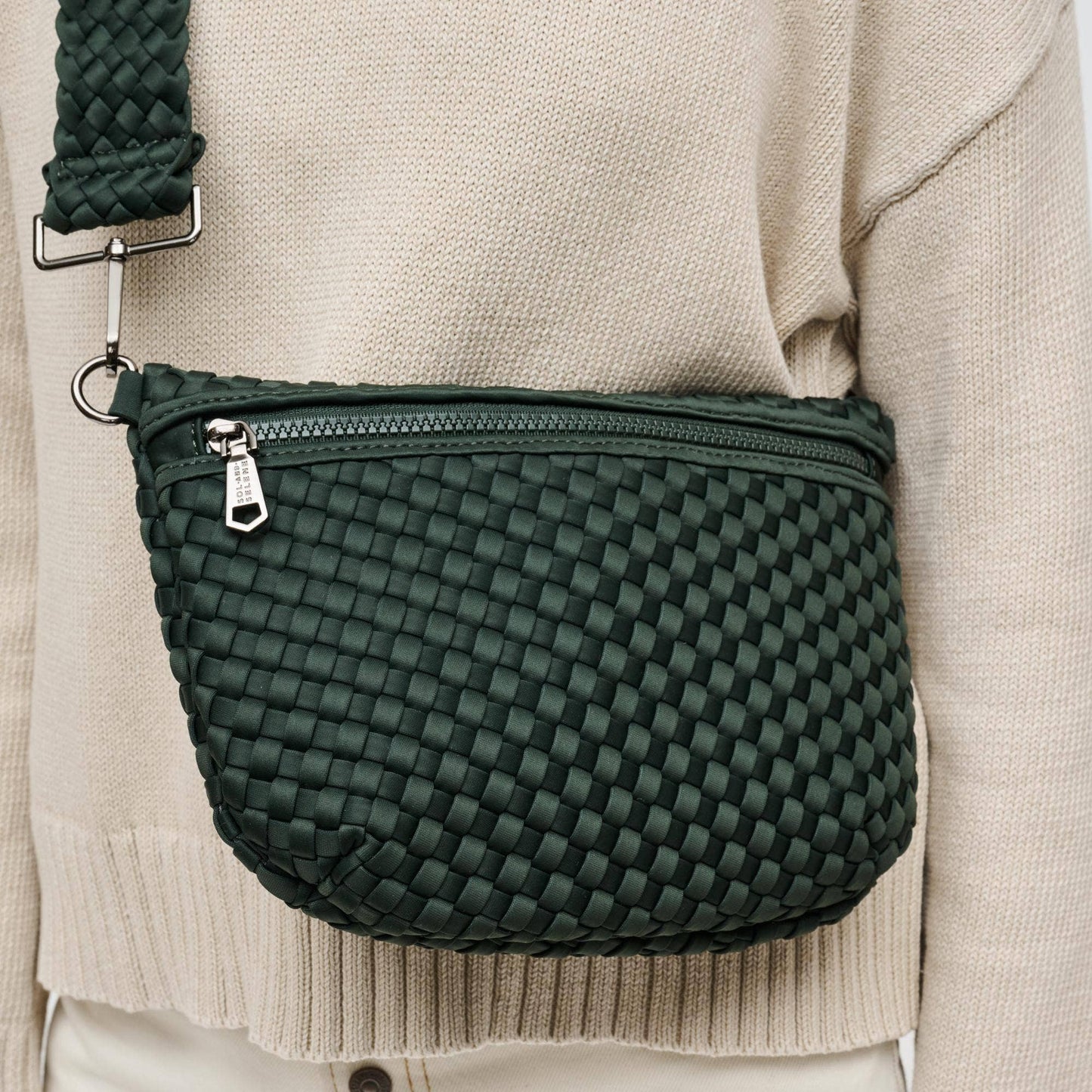 Ethereal - Woven Neoprene Crossbody Bag: Nude