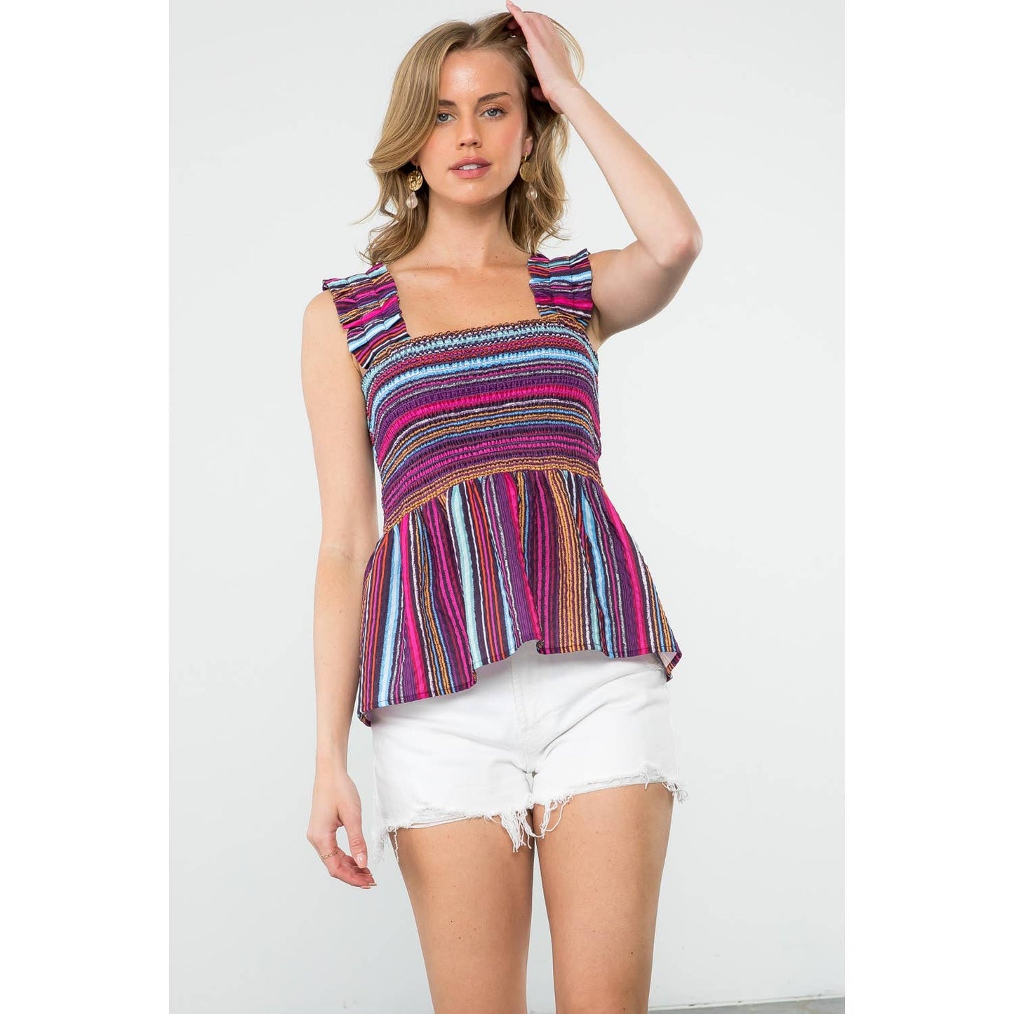 Striped Smocked Top