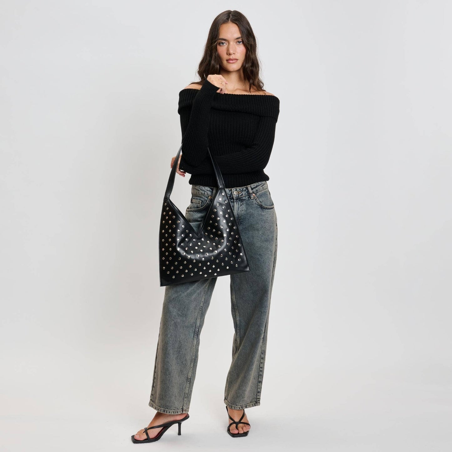 Tori Studded Hobo: Black