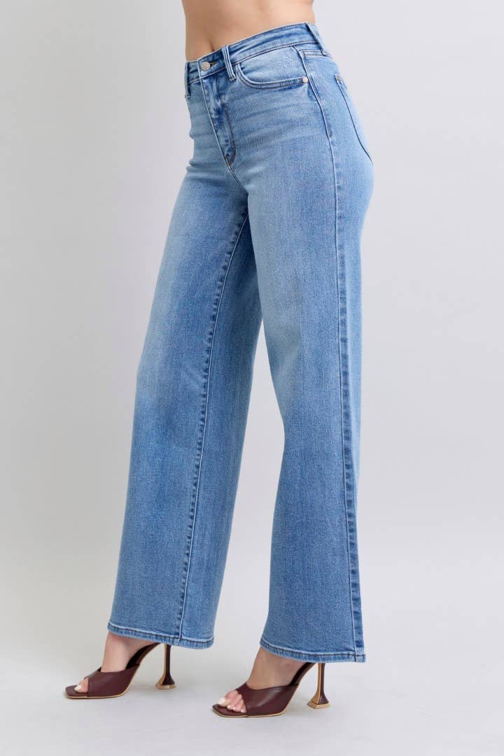 Judy Blue Vintage Wash Retro Wide Leg Jeans