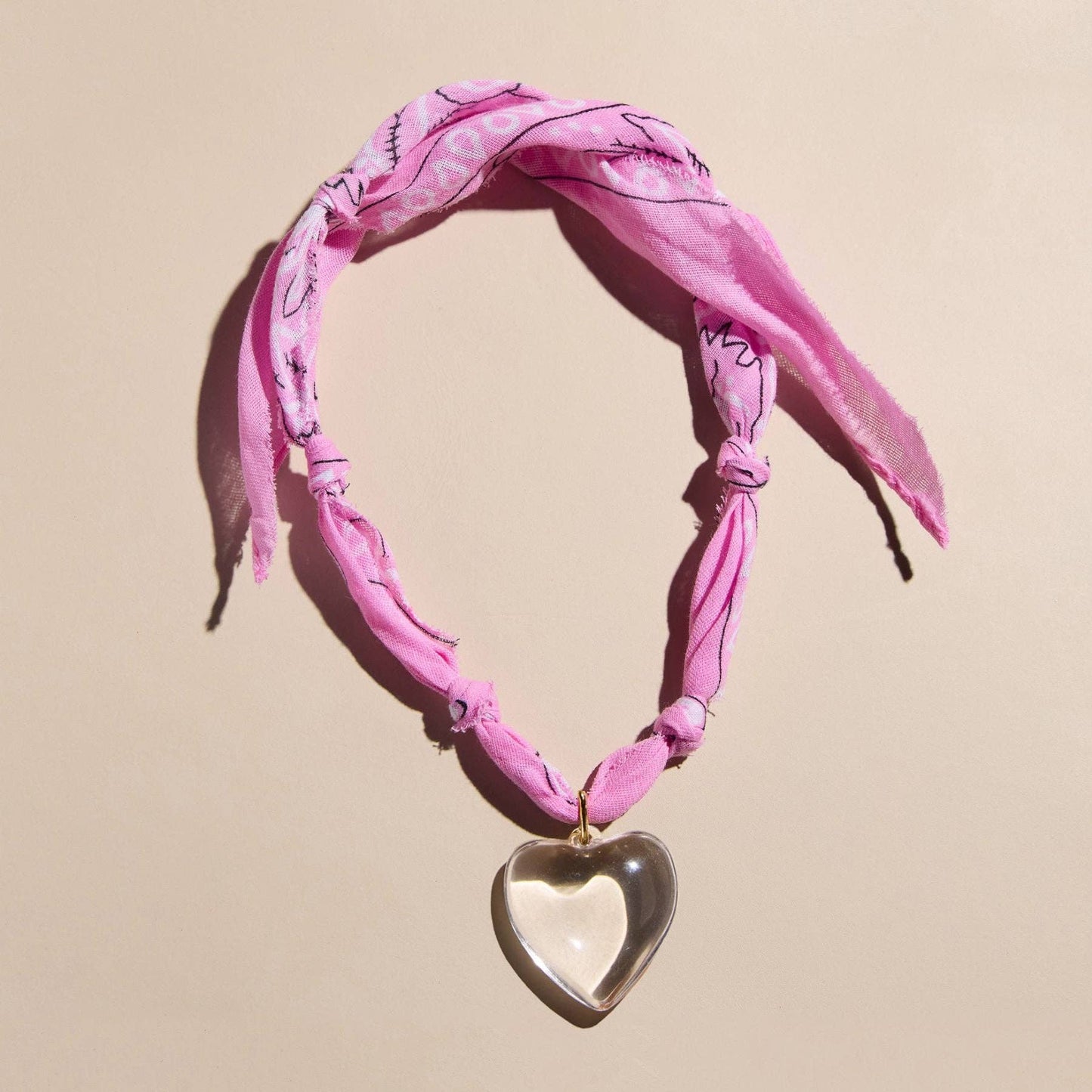 Etta Pink Bandana Necklace: Acrylic Heart