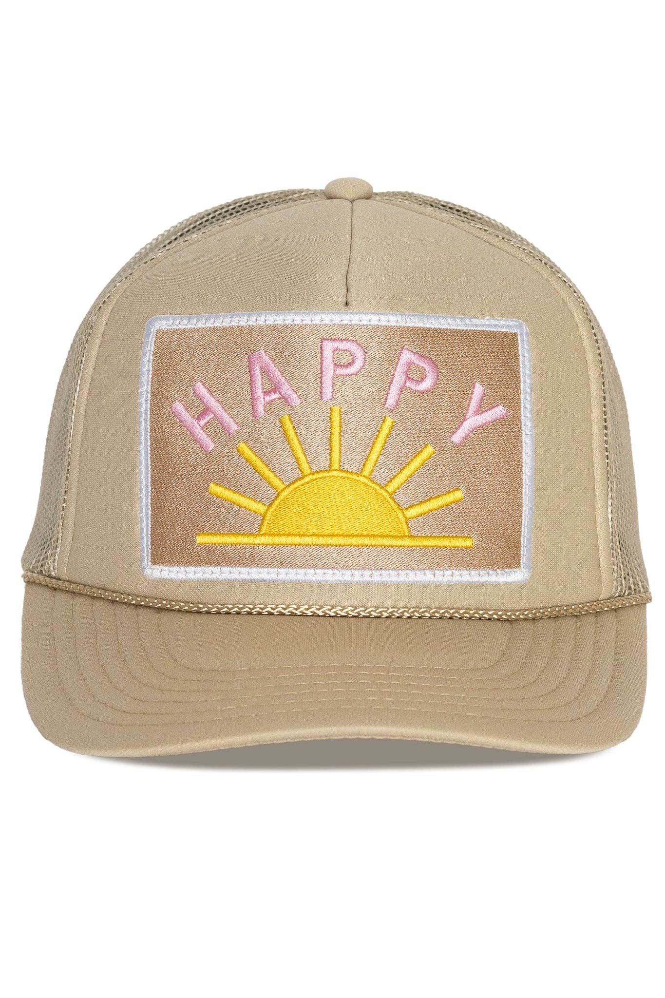 Happy Sun Trucker Hat: Tan