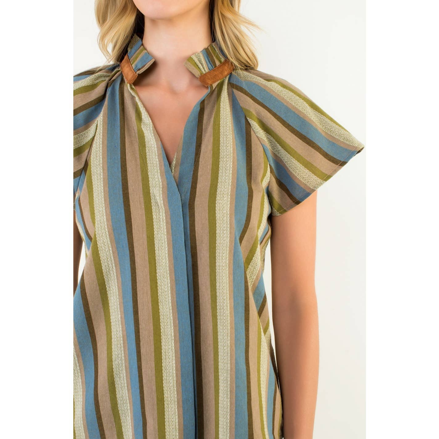 Stanton Short Sleeve Striped V-Neck Top