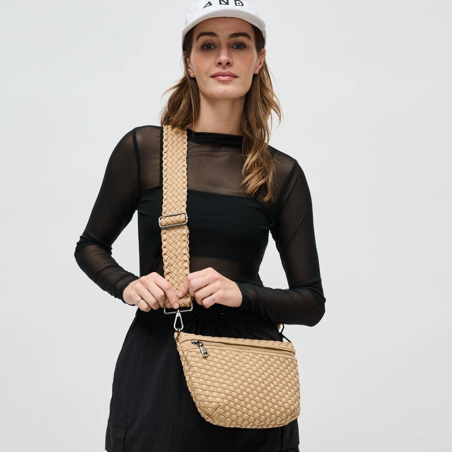 Ethereal - Woven Neoprene Crossbody Bag: Nude