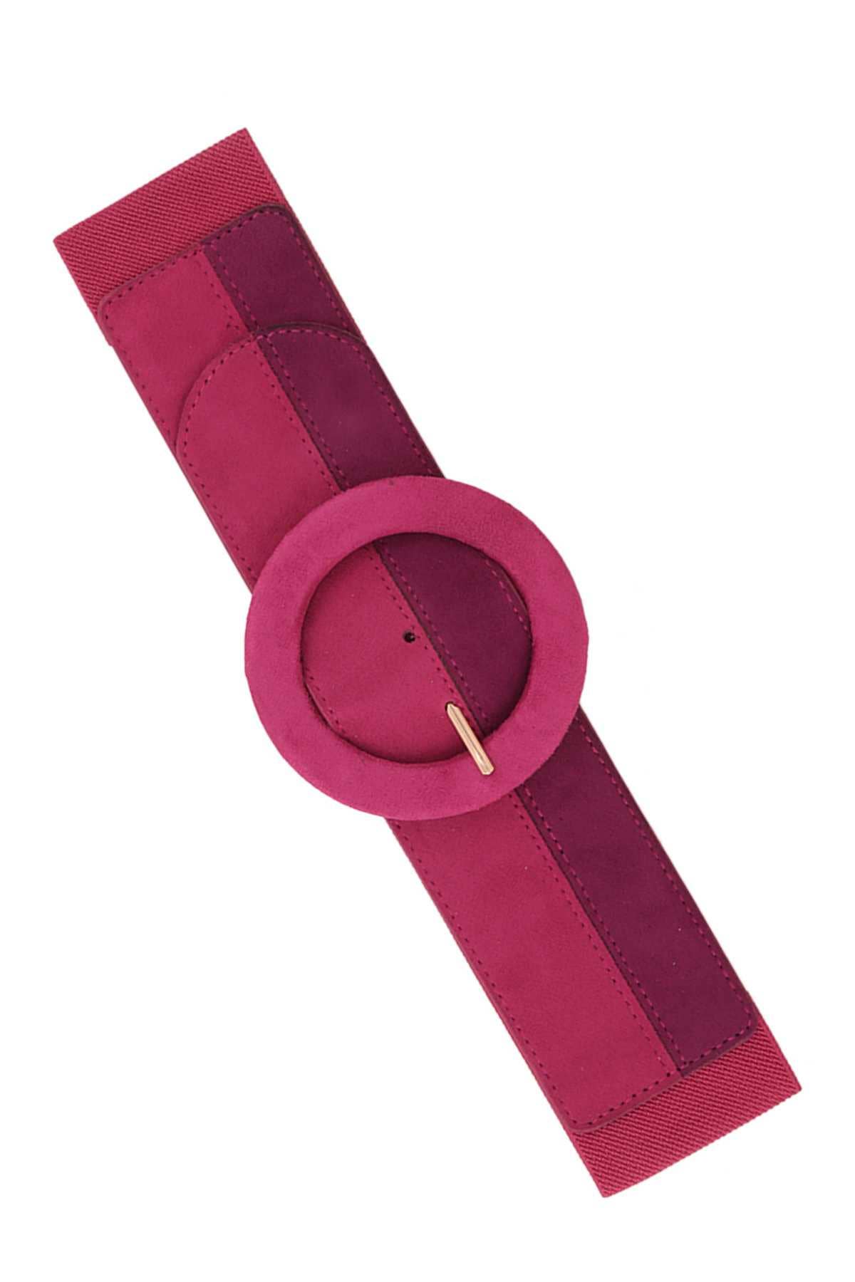 Two Tone Suede Feel Elastic Belt: BLACK