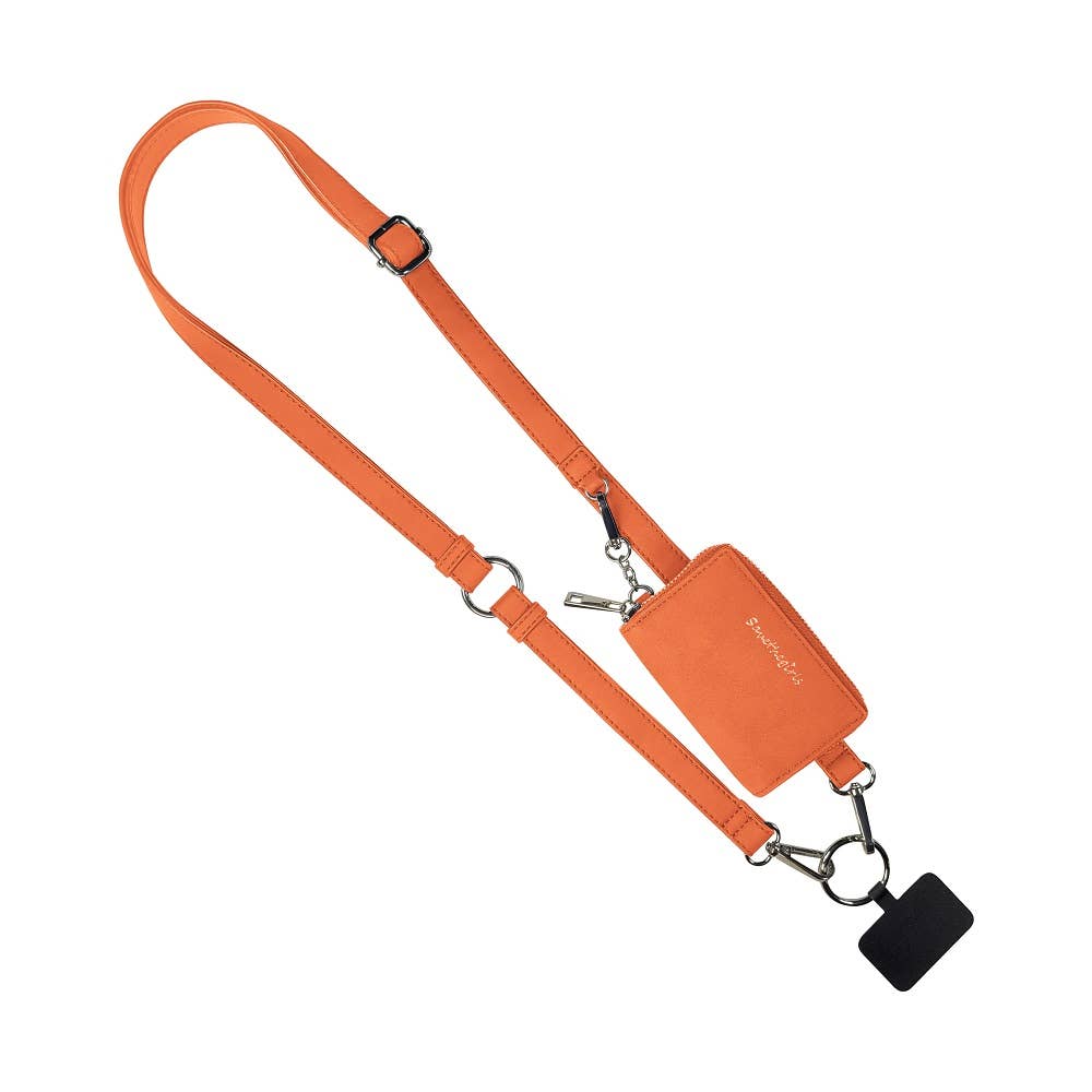 Clip & Go Brushed Vegan Leather Phone Lanyard: Rose