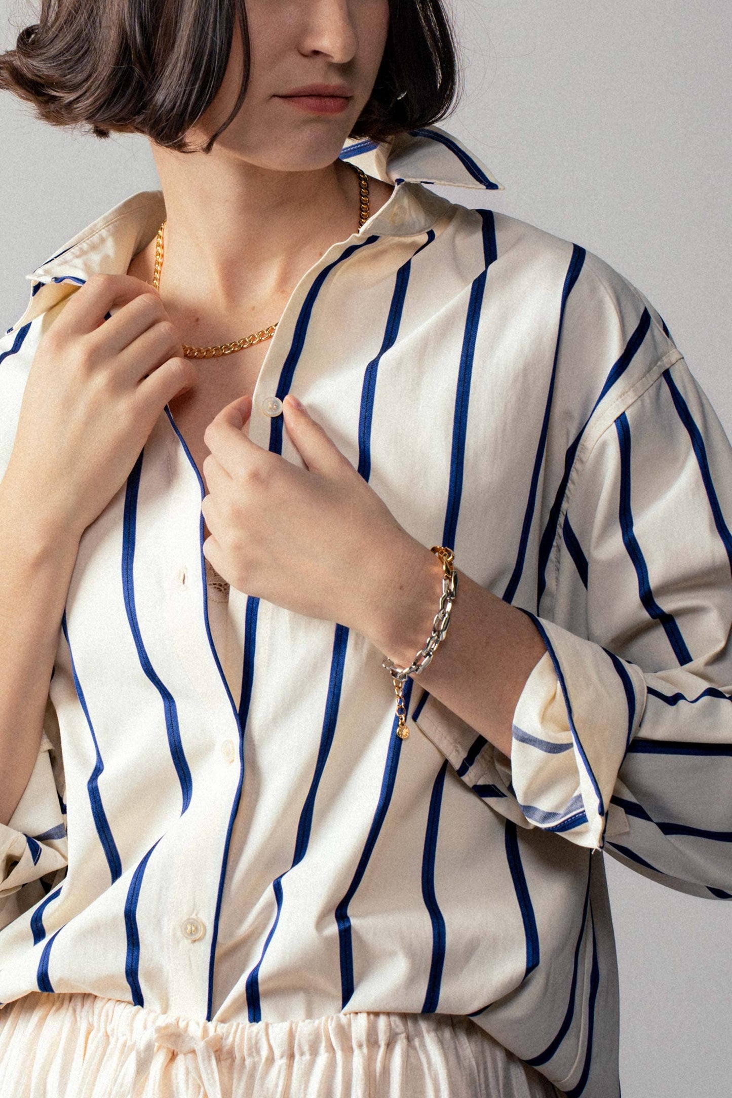 Oversized Coastal Stripe Button-Down Shirt
