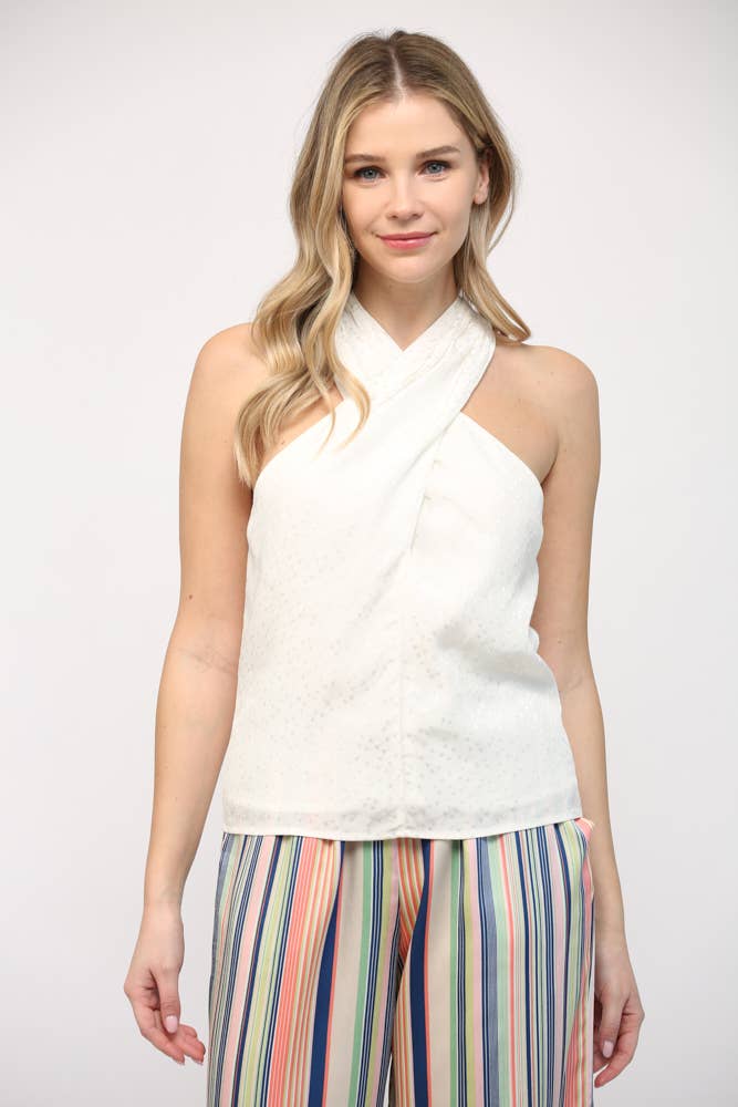 KENDALL TWISTED HALTER TOP