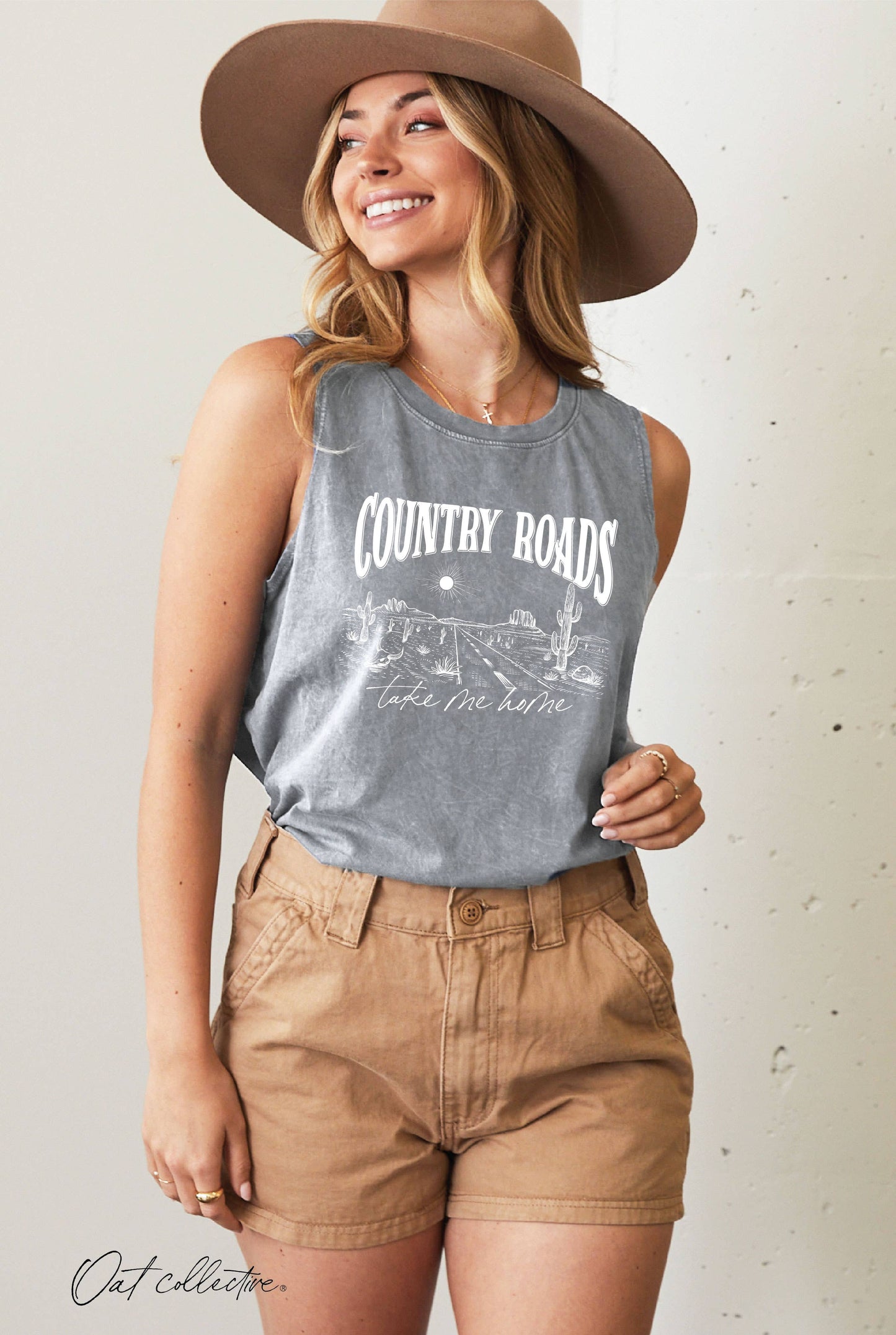 COUNTRY ROADS TAKE ME HOME Mineral Graphic Tank Top: MINERAL BLACK