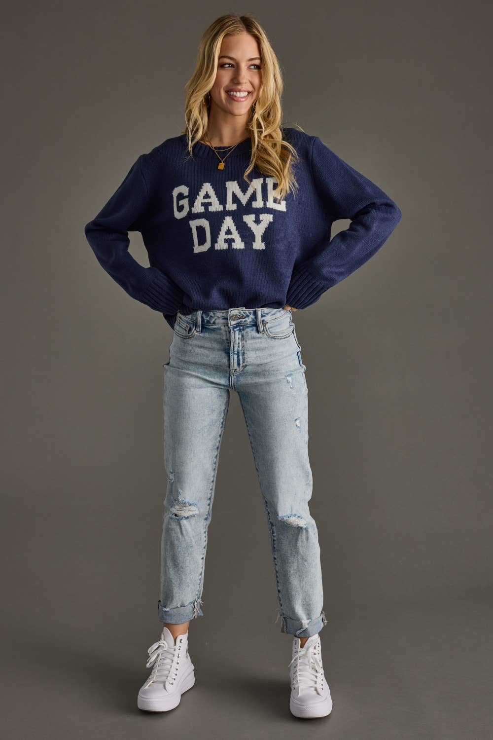 Game Day Sweater: Navy/White