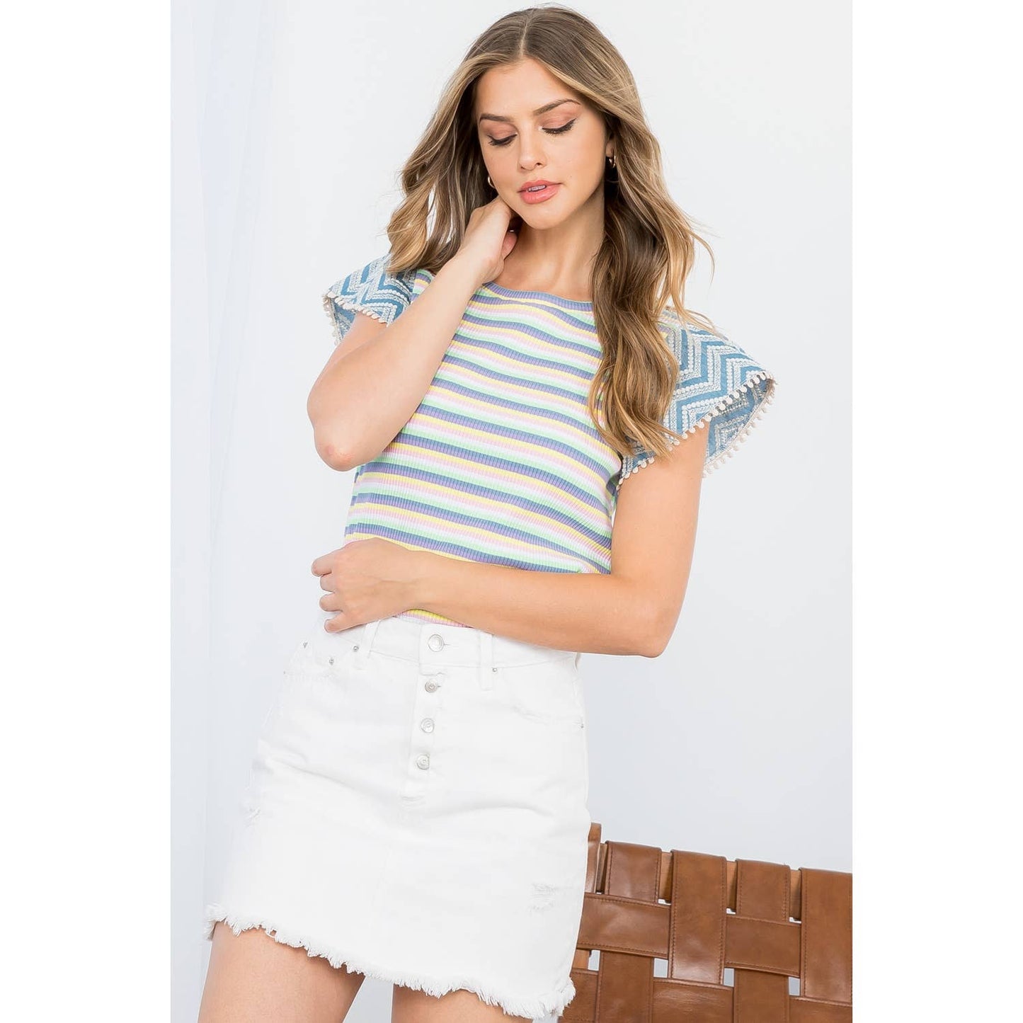 Delaney Striped Short Sleeve Top