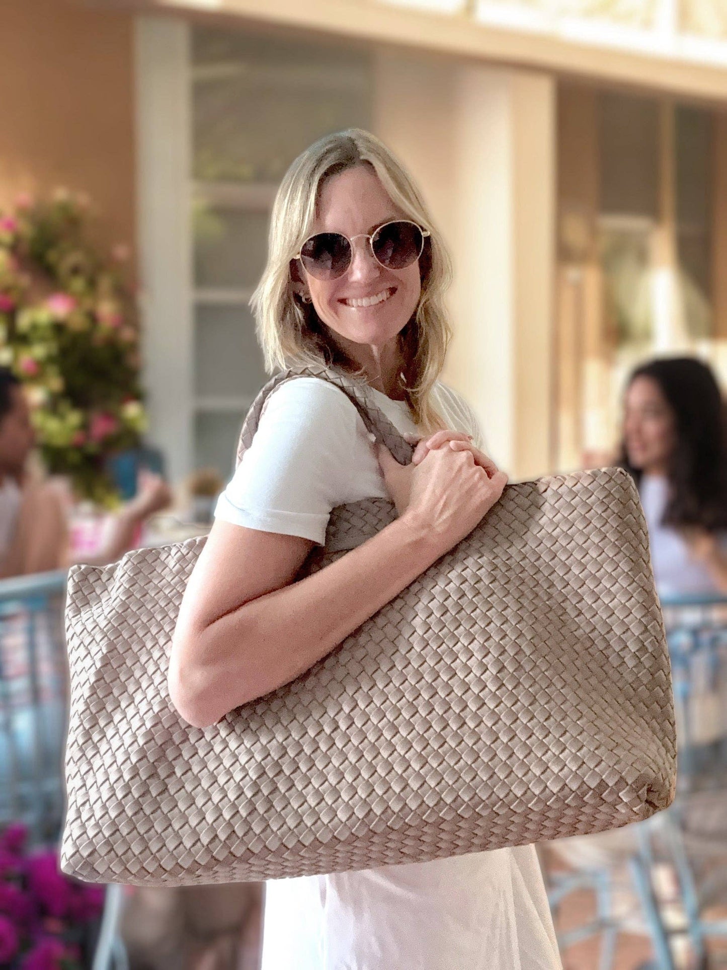 Woven Mahjong Carryall: Light Blue