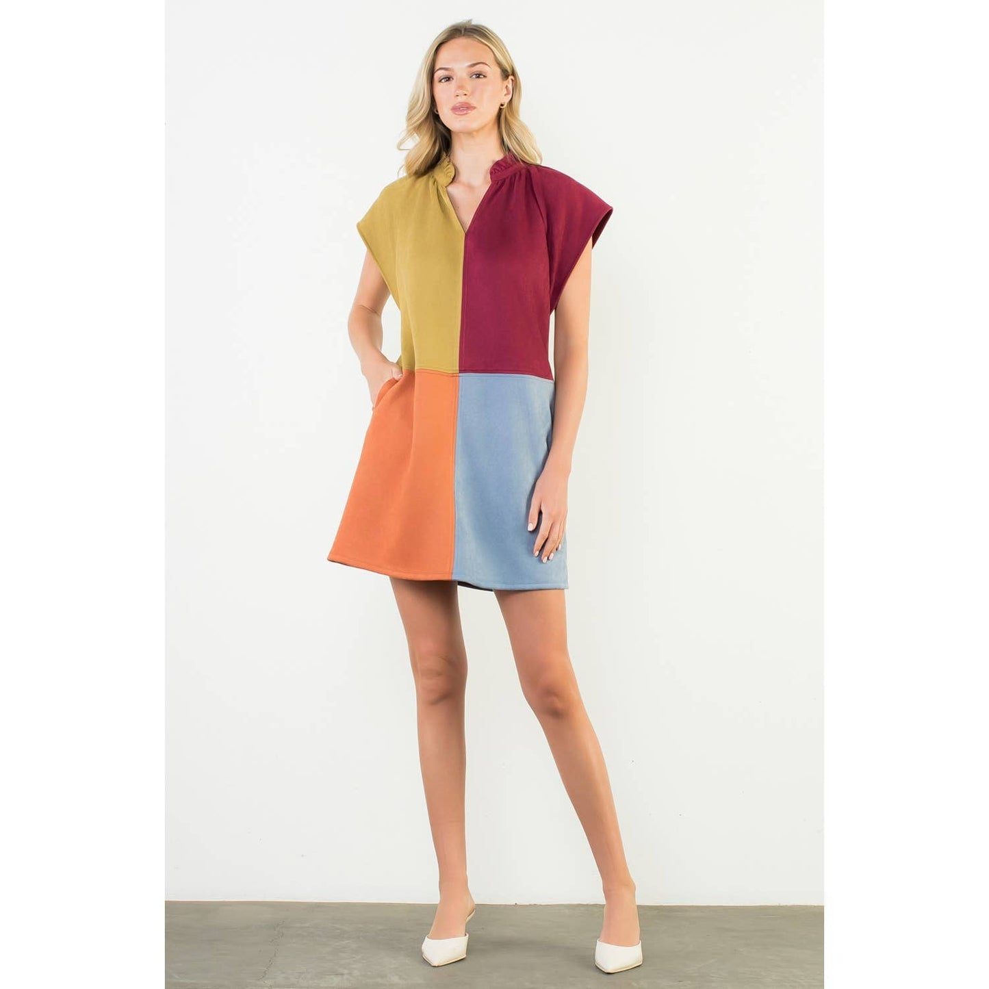 Tara Short Sleeve Color block Dress