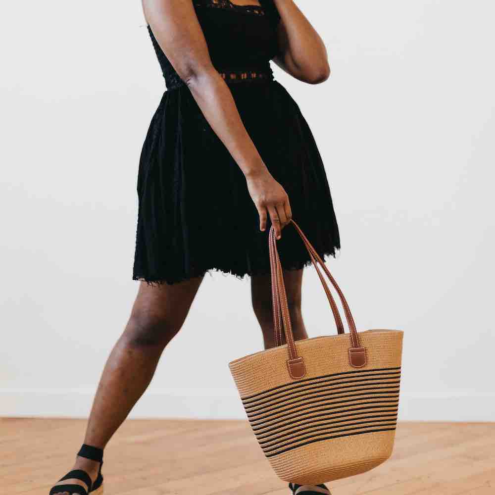 Tahiti Tote Straw Beach Bag: Cream