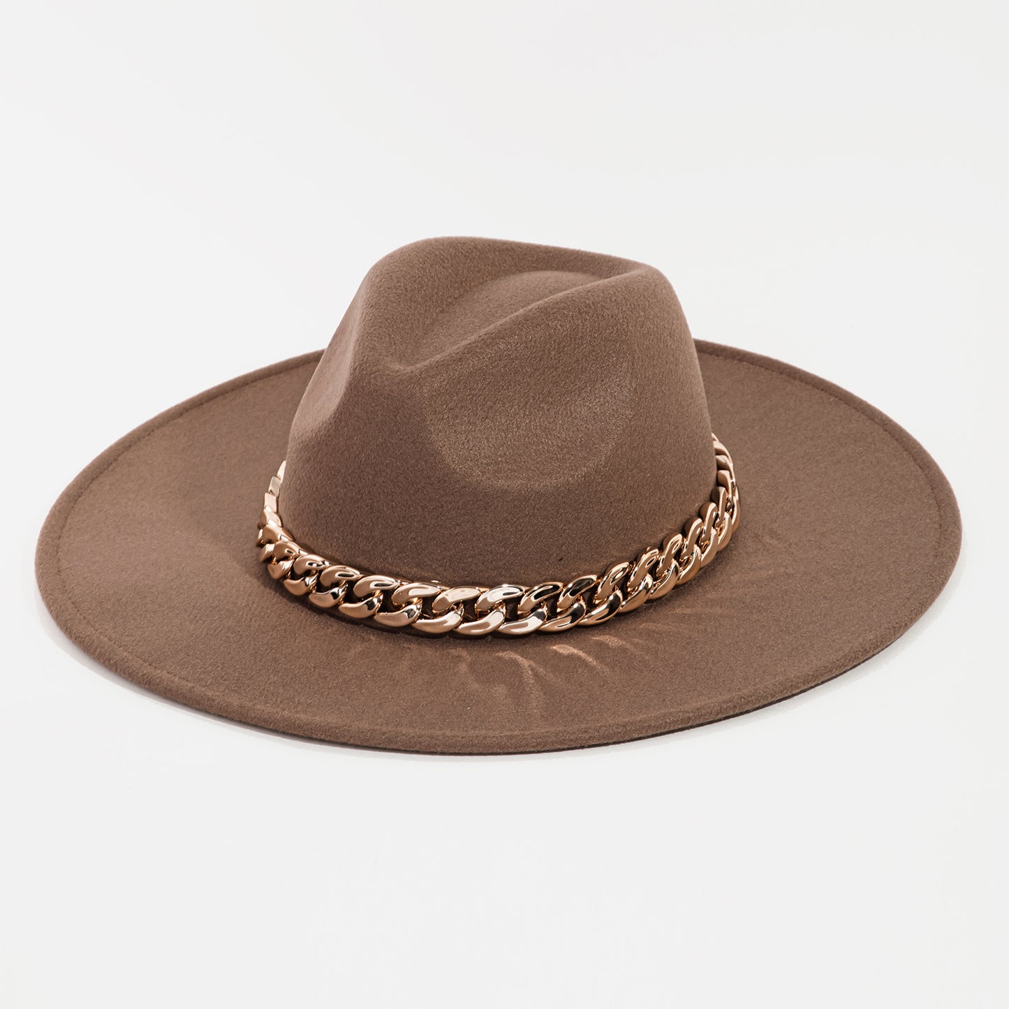 Chain Link Strap Western Hat: Brown