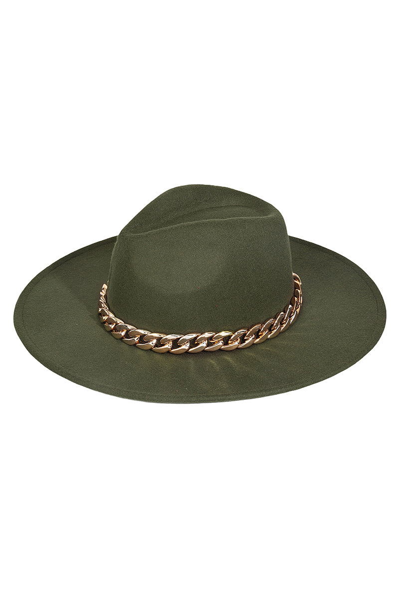 Chain Link Strap Western Fashion Hat: Mint