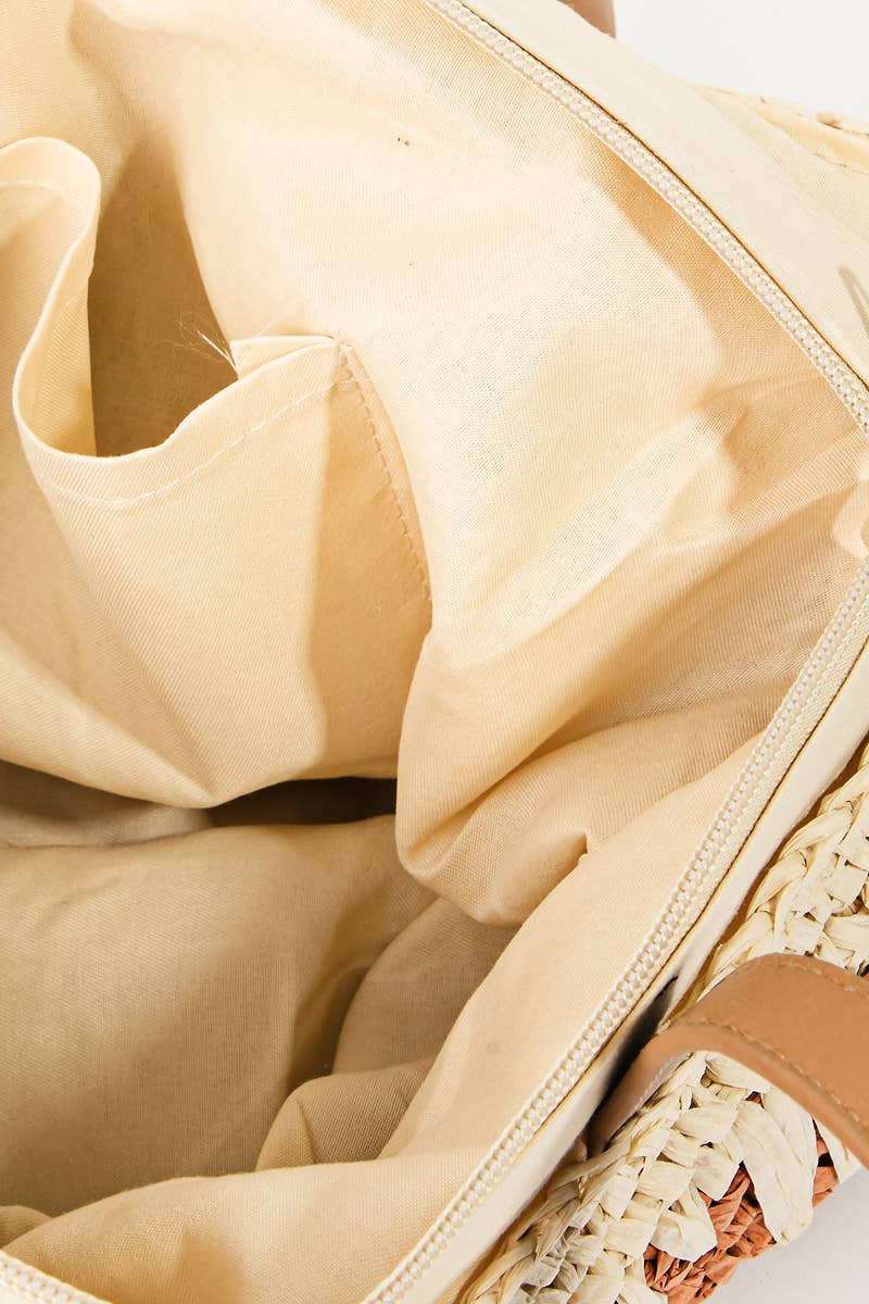 Lisette Straw Braided Striped Tote Bag
