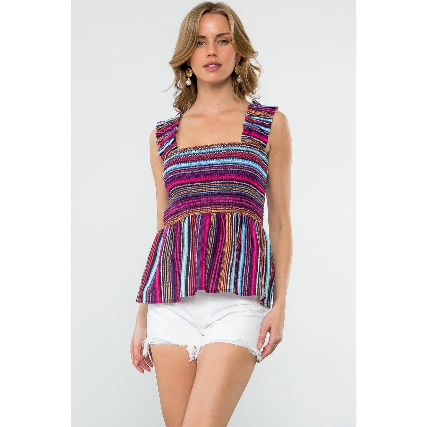 Striped Smocked Top