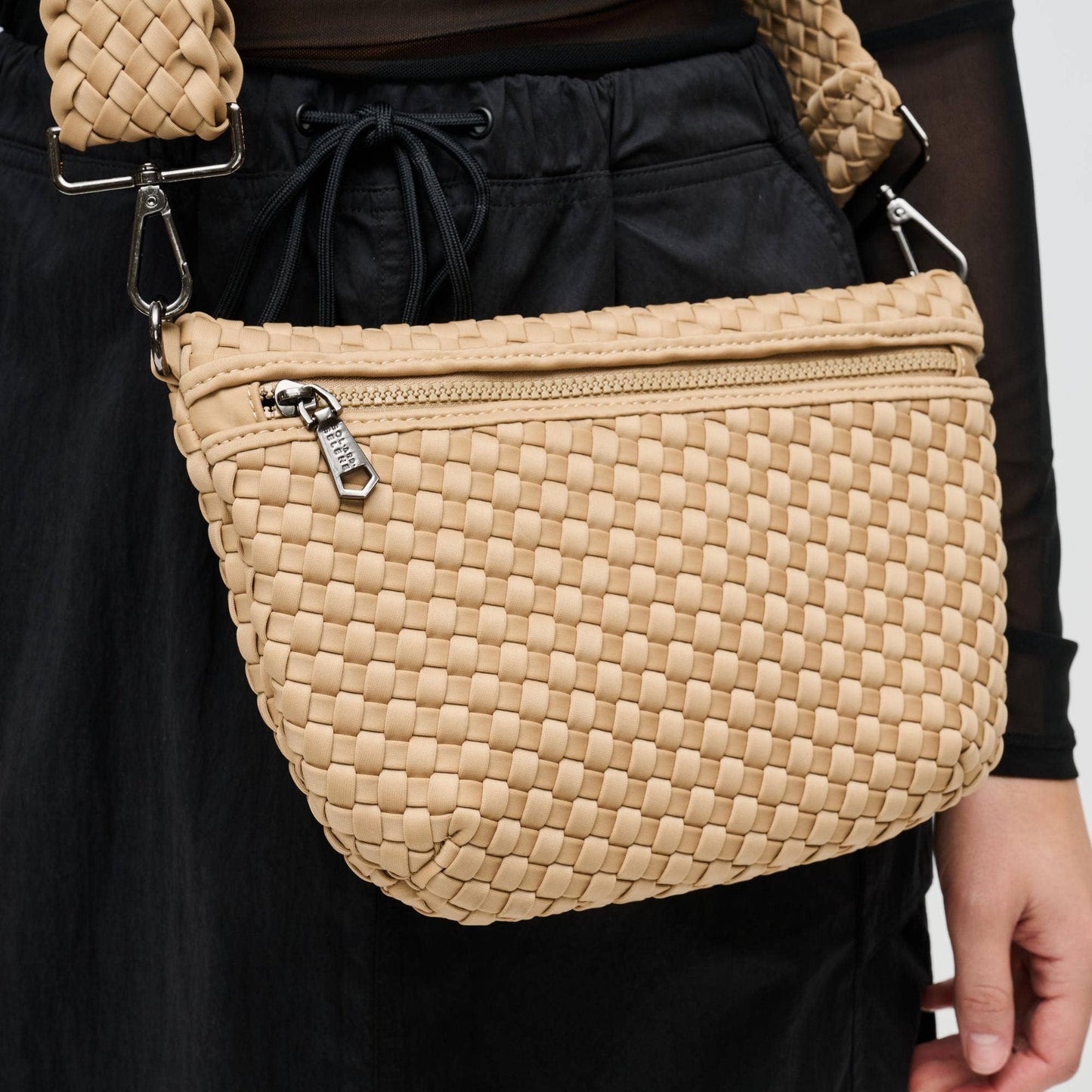 Ethereal - Woven Neoprene Crossbody Bag: Nude