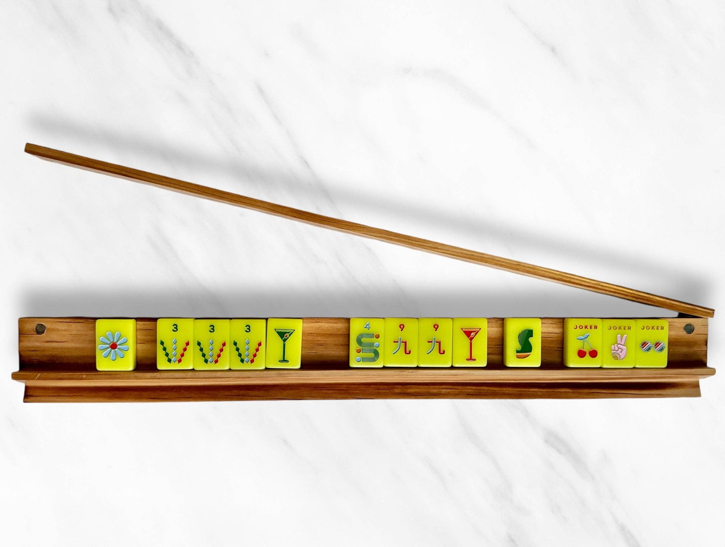 Mahjong Racks & Pushers (Set of 4): White