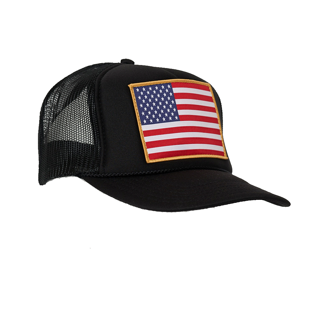 American Flag Patch Trucker Hat: Red White & Blue
