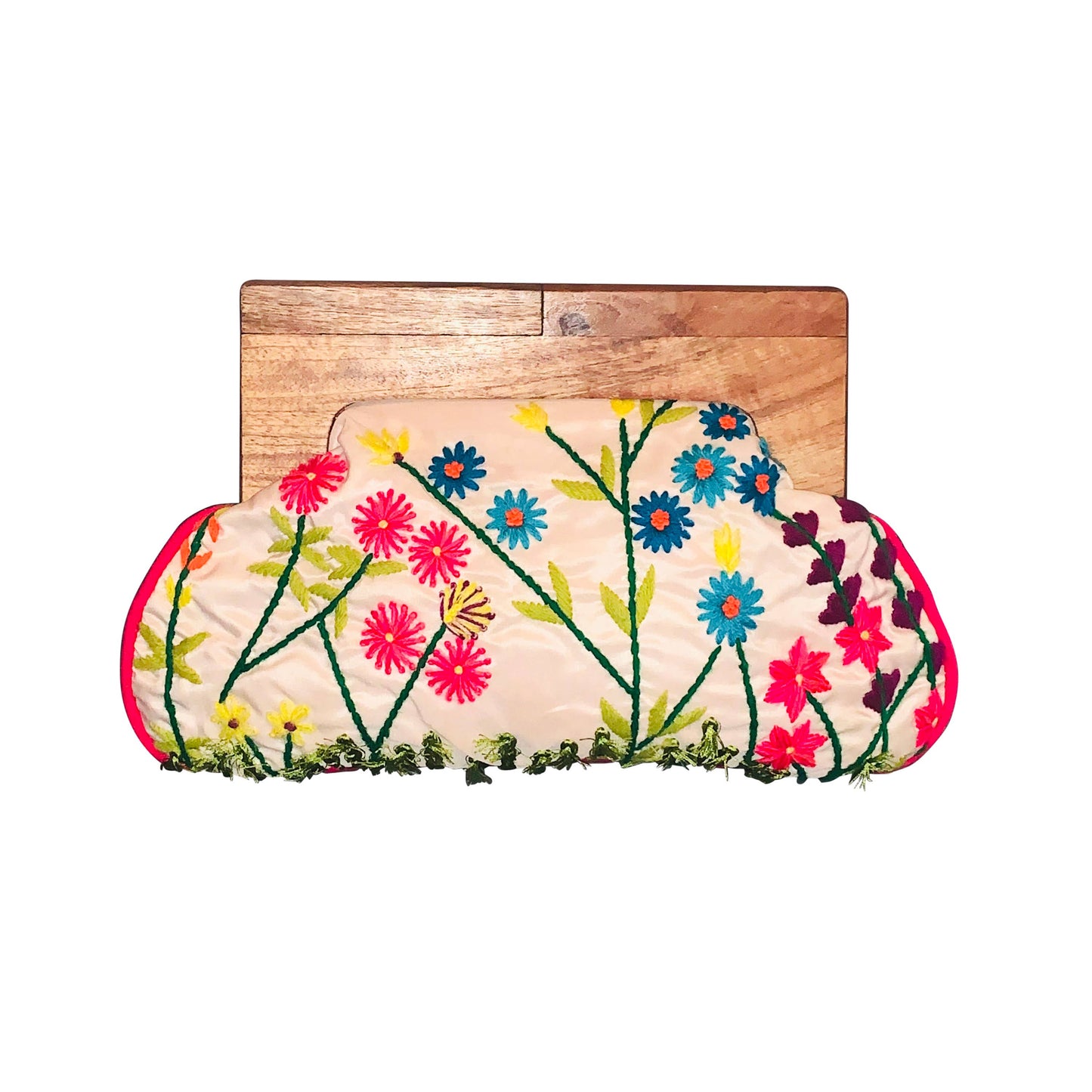 Floral Embroidered Garden Clutch