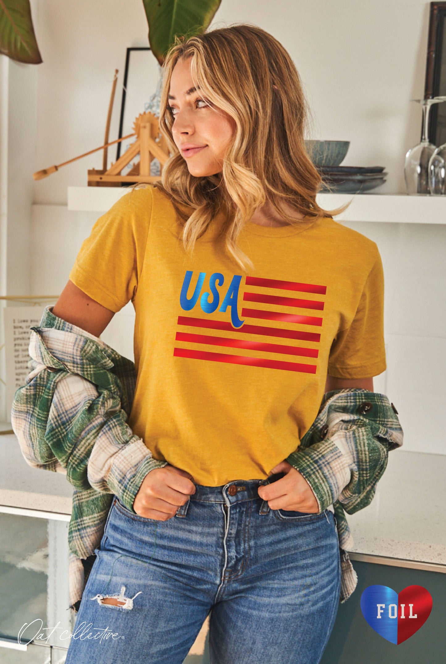 USA FOIL Graphic T-shirt: Blue