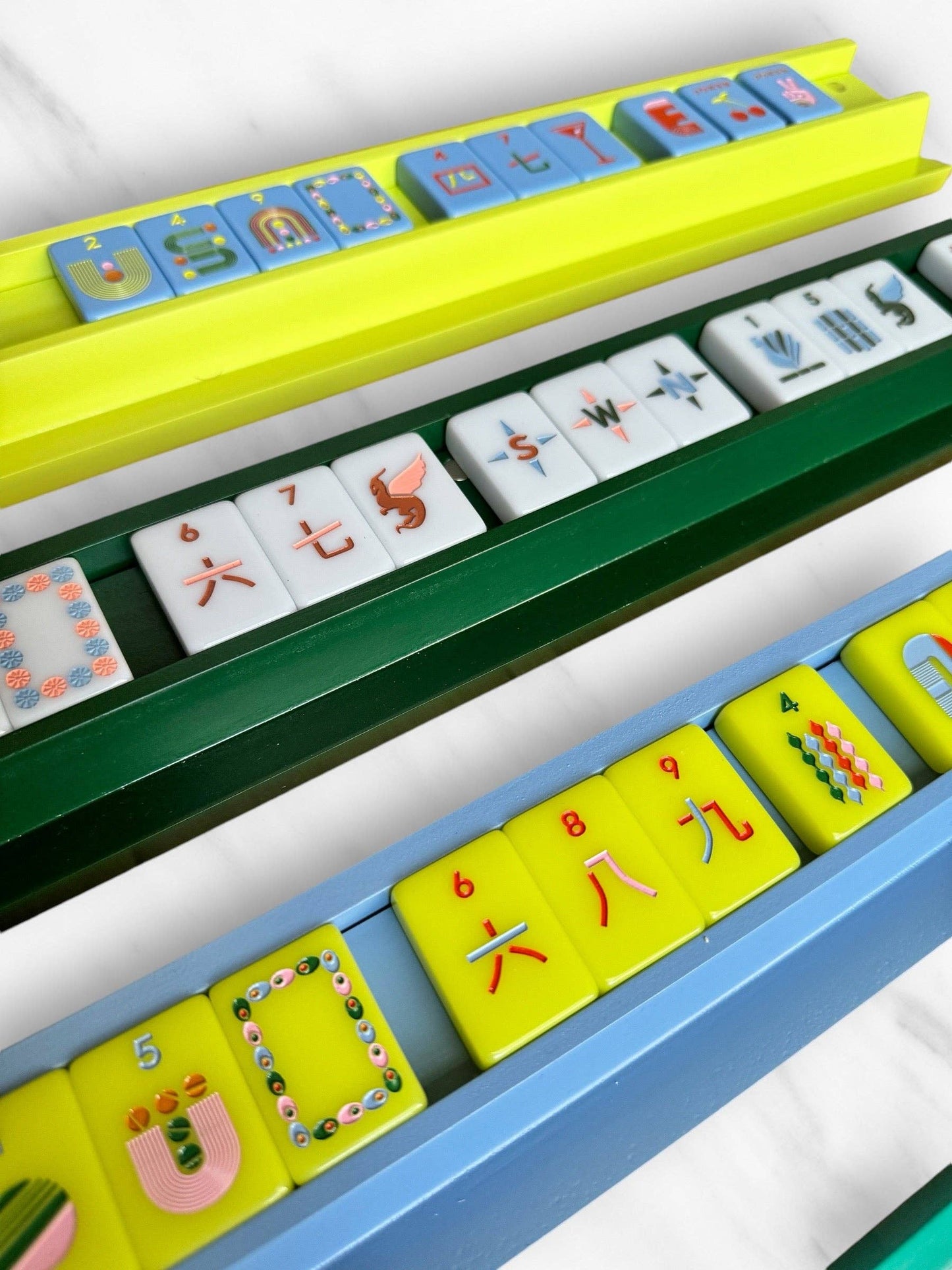 Mahjong Racks & Pushers (Set of 4): Pink