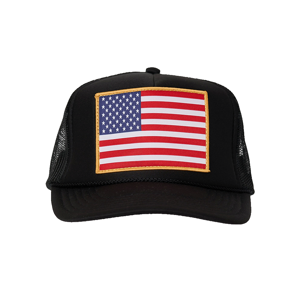 American Flag Patch Trucker Hat: Red White & Blue