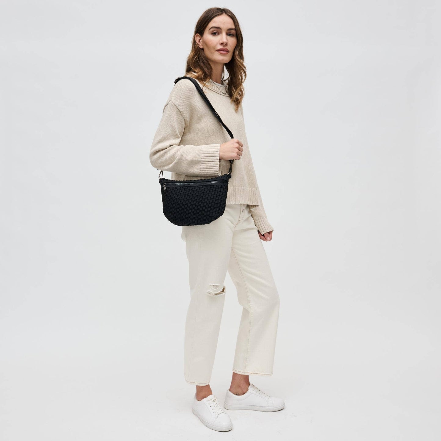 Ethereal - Woven Neoprene Crossbody Bag: Nude
