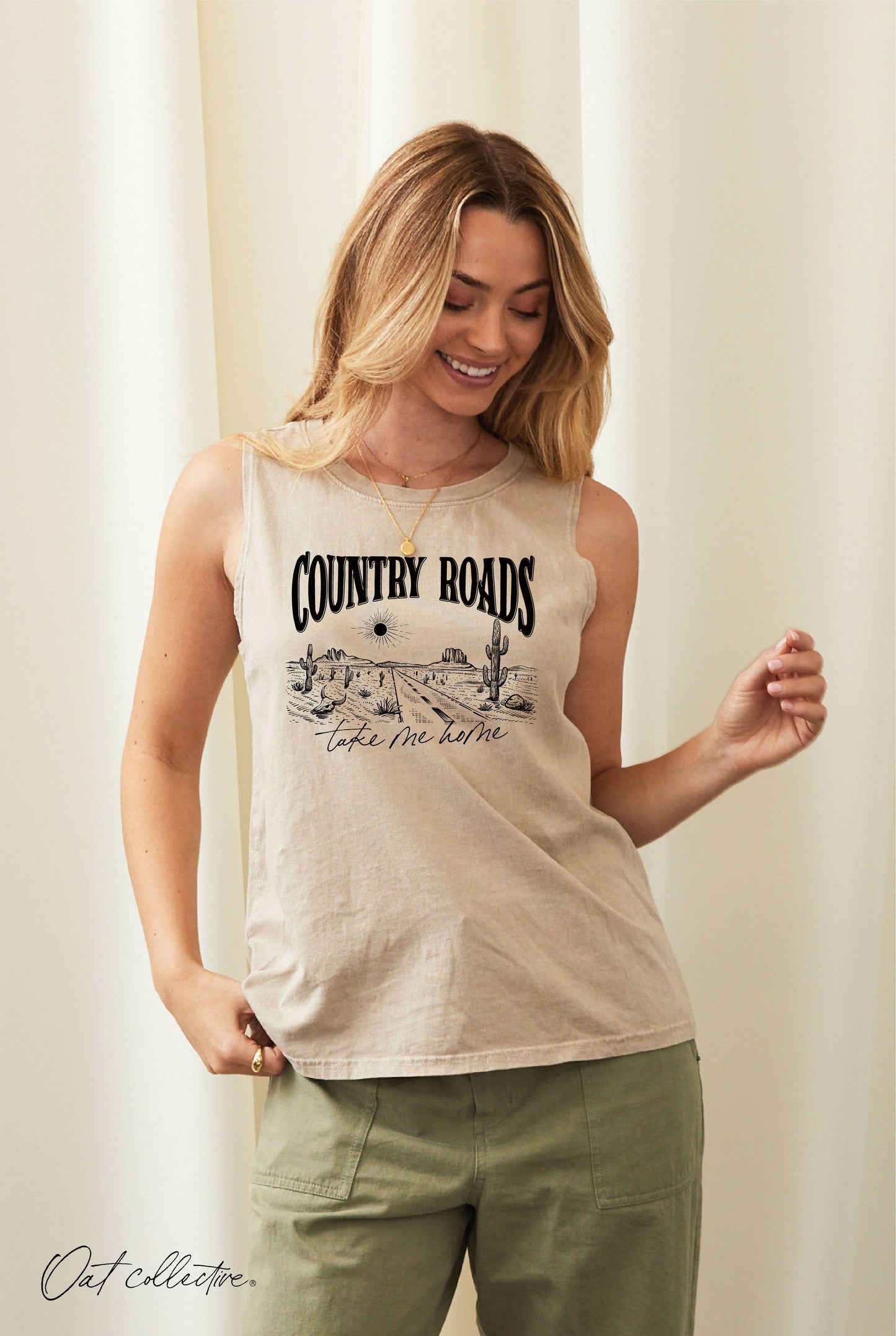 COUNTRY ROADS TAKE ME HOME Mineral Graphic Tank Top: MINERAL BLACK