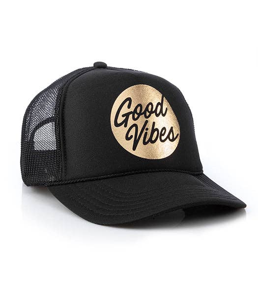 Good Vibes Trucker Hat: Black