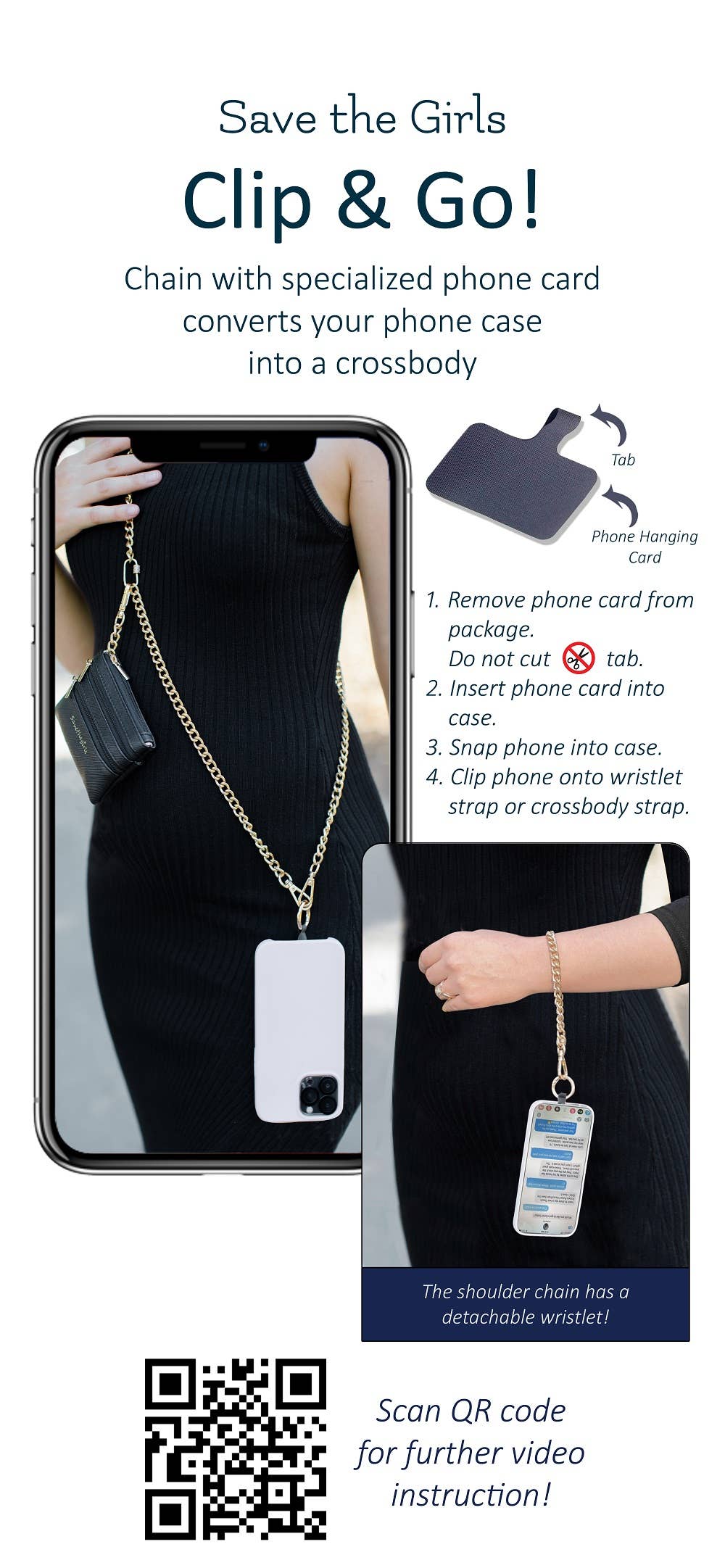 Clip & Go Crossbody Phone Accessory : Silver