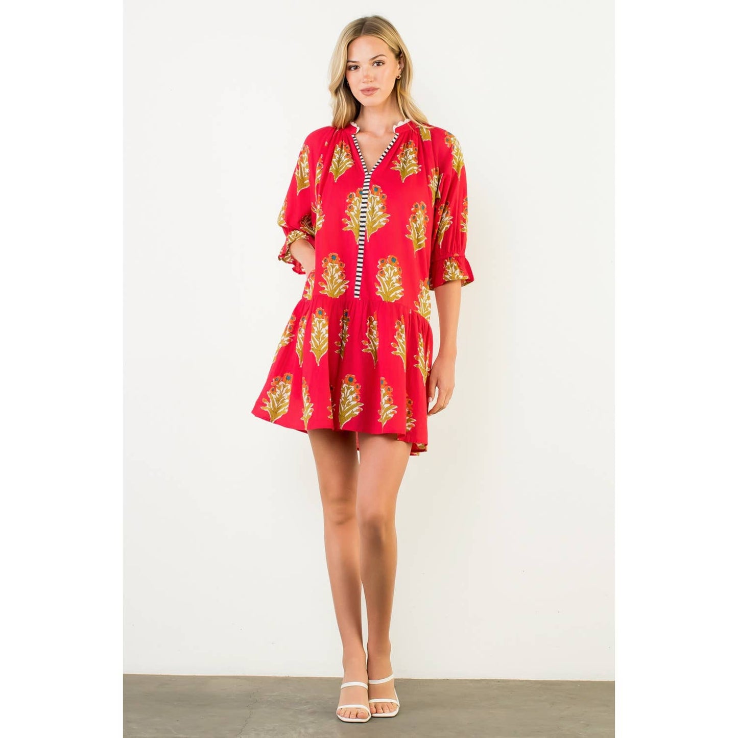 Ayla Floral Detailed V-Neck Dress